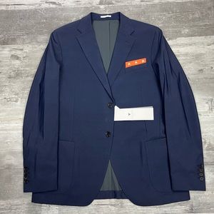 Traiano NWT Navy Blue Tic Weave Travel Sport Coat 48R